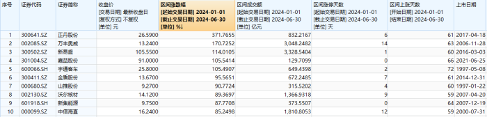 上半年十大牛股都有谁？正丹股份大涨371.77%，低空经济、出海、高分红等概念受追捧